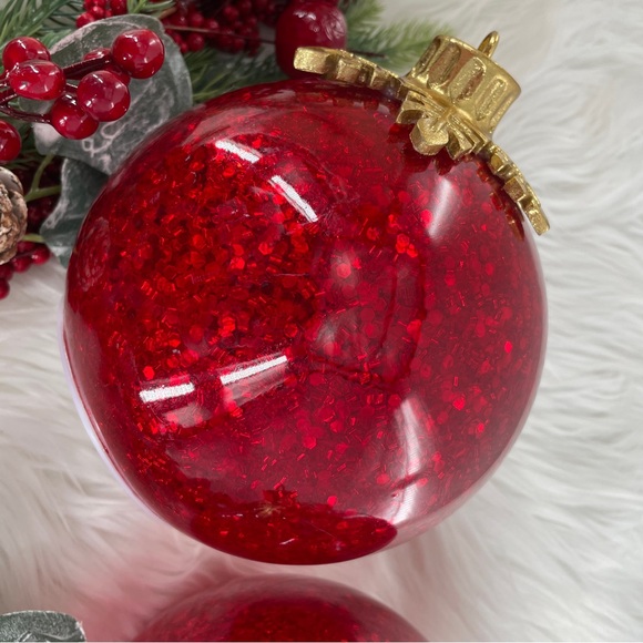 Large 6" Illuminated Glittered Glass Red Ornament by Valerie Parr Hill Set Of 2 - Picture 7 of 7
